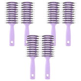 Kuber Industries Hair Brush | Flexible Bristles Brush | Hair Brush with Paddle| Suitable For All Hair Types | Round Vented Hair Brush | 6 Piece | Pack of 2 | C13-X-PURP | Purple